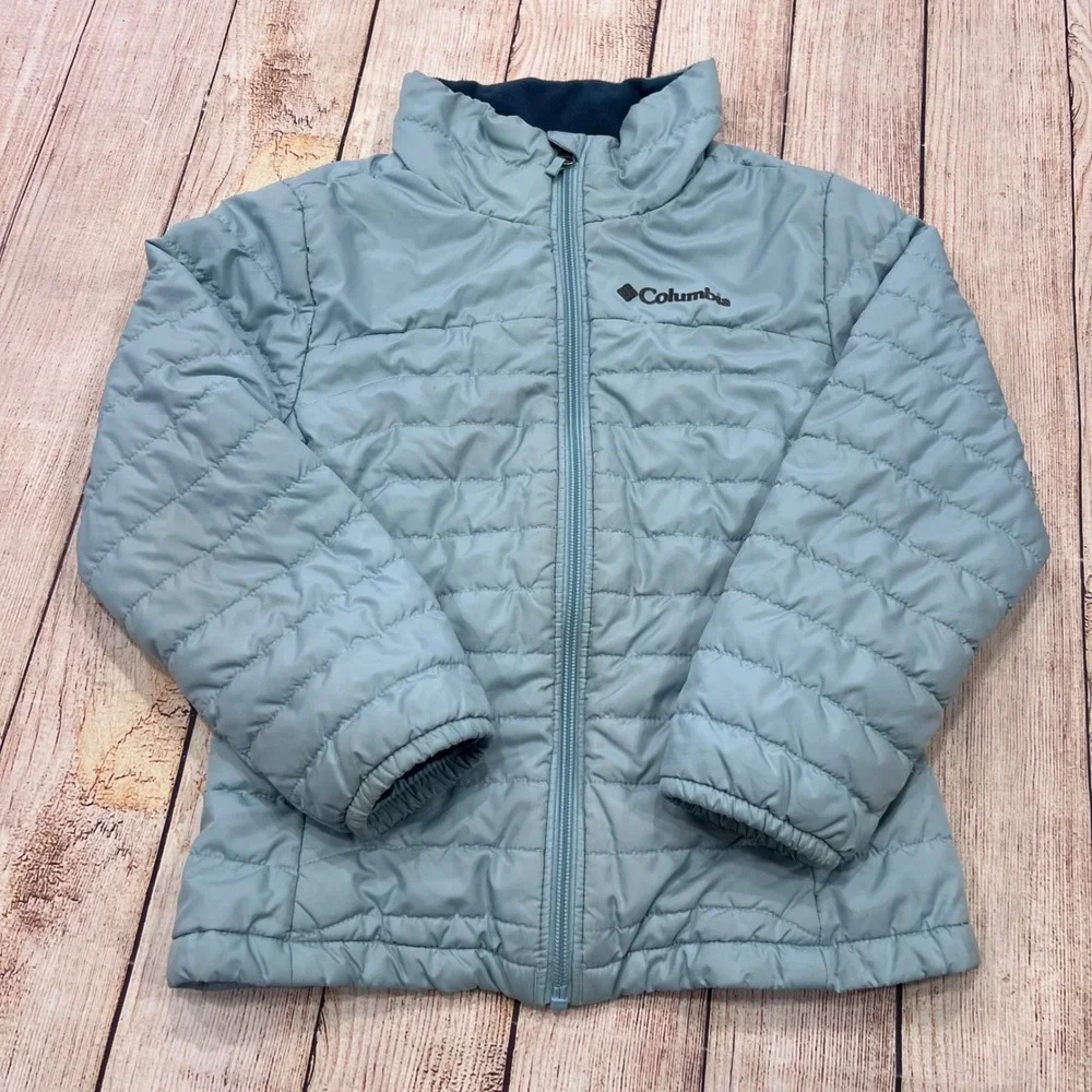 Columbia Jacket Light Blue Quilted Full Zip Puffer Size 6/6x